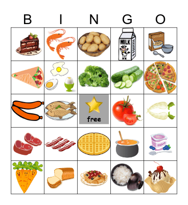 What food do you like?  I like _______. Bingo Card