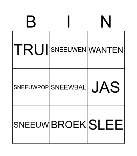 GEBARENBINGO WINTER Bingo Card