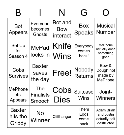 Inanimate Insanity 2 Episode 18 BINGO Card