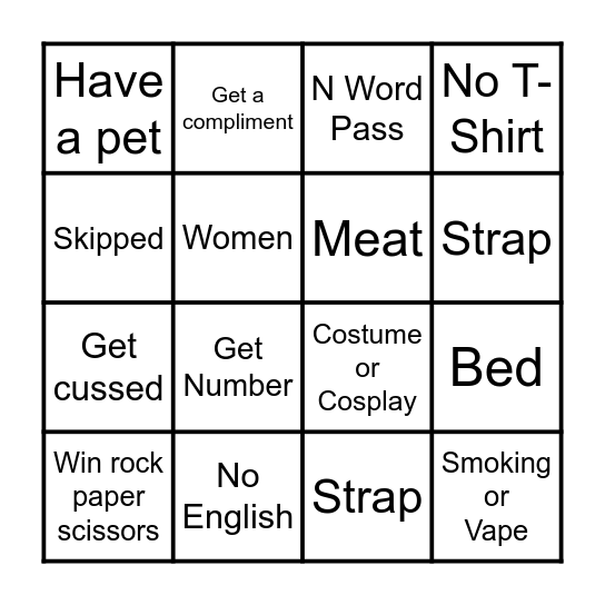 Omegle Bingo Card