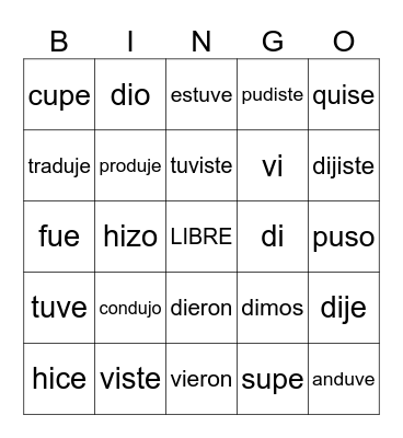 IUJ group and Twin verbs Bingo Card