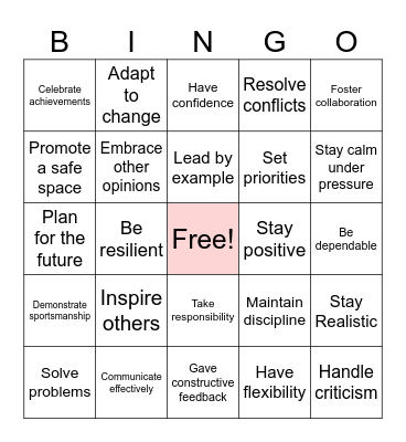 PSMC - Leadership Bingo Card