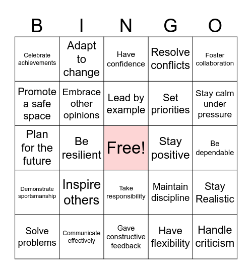 PSMC - Leadership Bingo Card