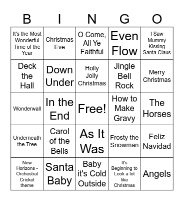 CHRISSY BINGO AUSTRALIA Bingo Card