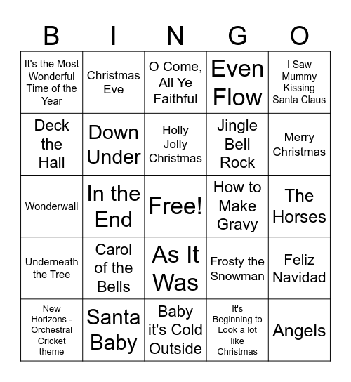 CHRISSY BINGO AUSTRALIA Bingo Card