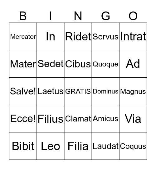 Stages 1-3 Bingo Card
