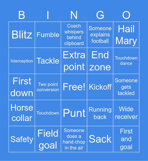 Football Bingo Card