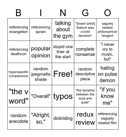 Twi Review Bingo Card