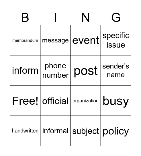 Business connection Bingo Card