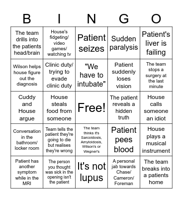 House MD Bingo Card