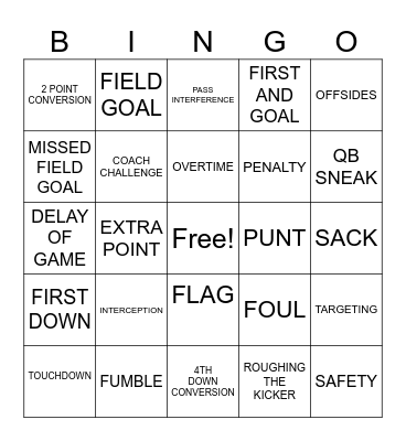 LONGHORN FOOTBALL Bingo Card