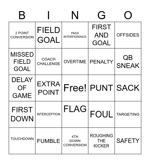 LONGHORN FOOTBALL Bingo Card