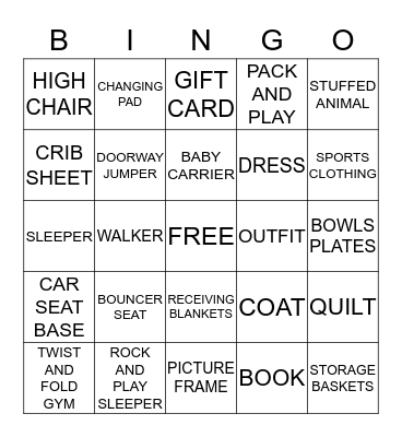 BABY GIRL D Bingo Card