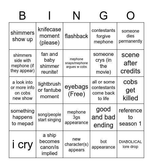 II EP 18 S2 Bingo Card