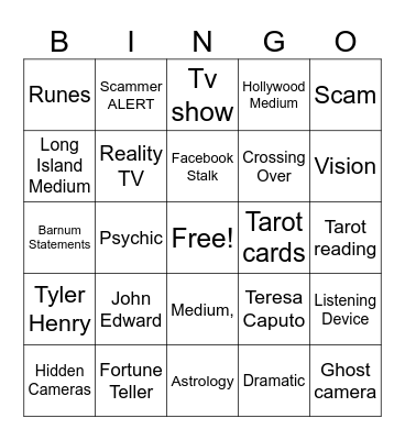 Psychic Bingo Card