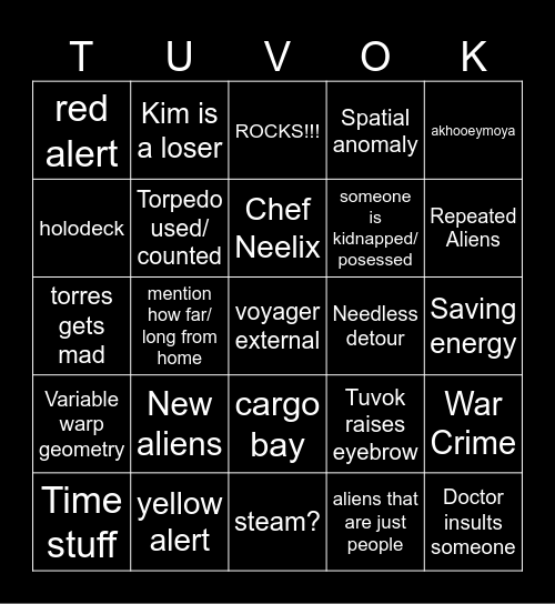 Voyager Bingo Card