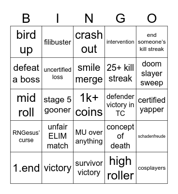 Item Asylum Bingo Card