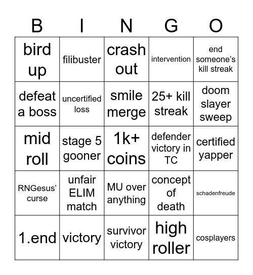 Item Asylum Bingo Card