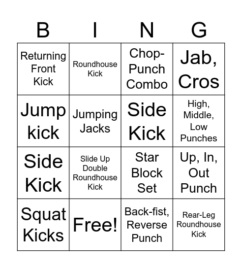 Post Test Bingo Card