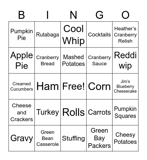 Thanksgiving 2024 Bingo Card