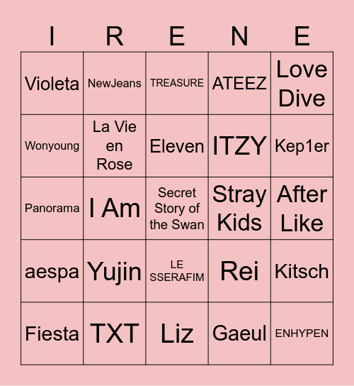 BINGO WITH GAEUL Bingo Card