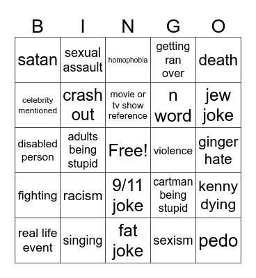south park bingo Card