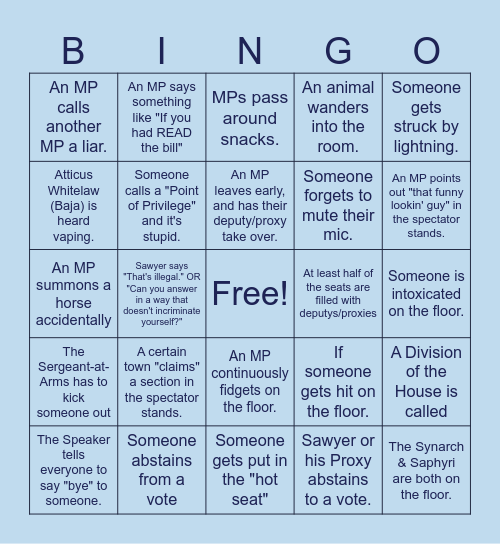 Parliament of Orlan Bingo Card