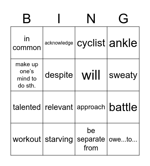 十三周周测 Bingo Card