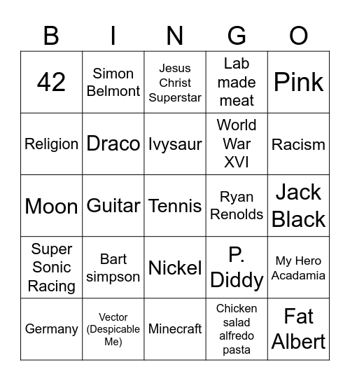 Infinite craft Bingo Card