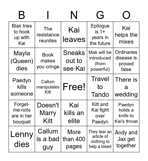 Fearless Bingo Card