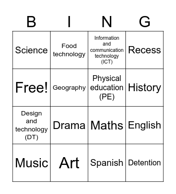 Unit 3 Vocabulary Bingo Card