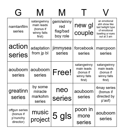 gmmtv2025 predictions Bingo Card