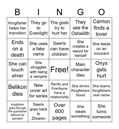 Fae and Alchemy Book 2 Bingo Card