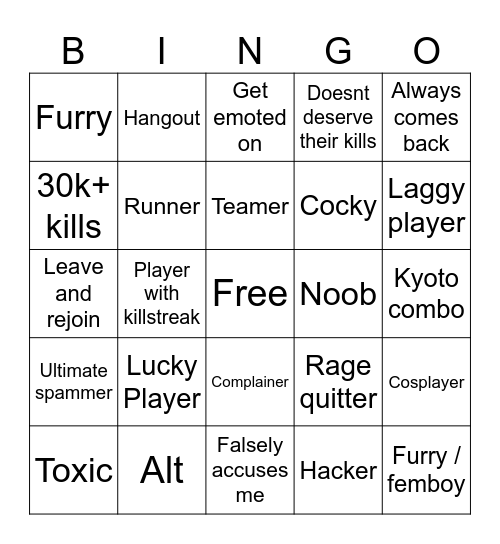 Tsb Bingo Card