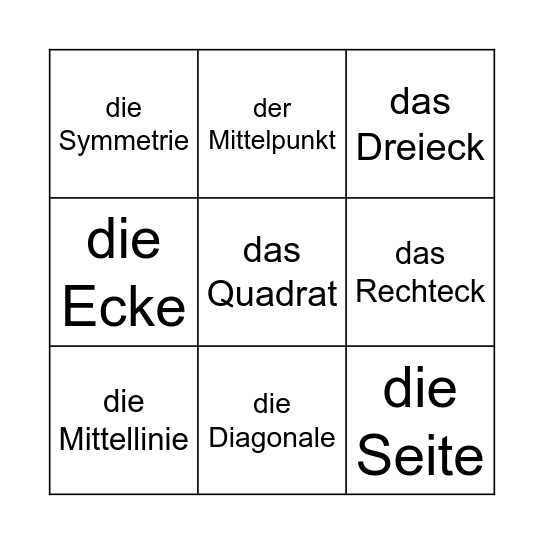 Falten und Geometrie Bingo Card