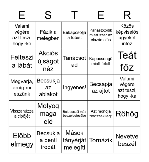 Munkatárs Bingo Card