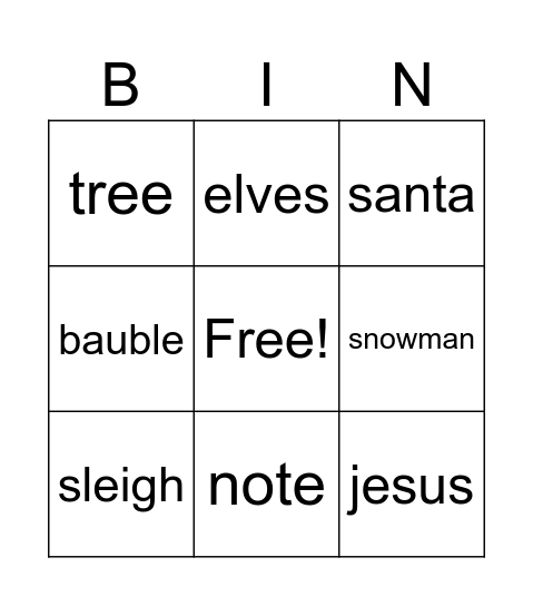 Christmas Bingo Card