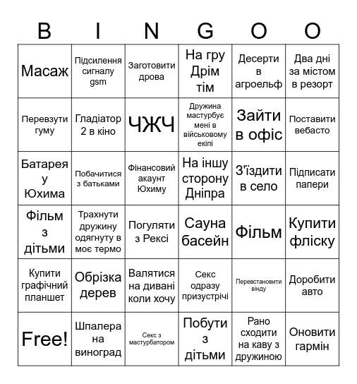 Відпустка Антона Bingo Card