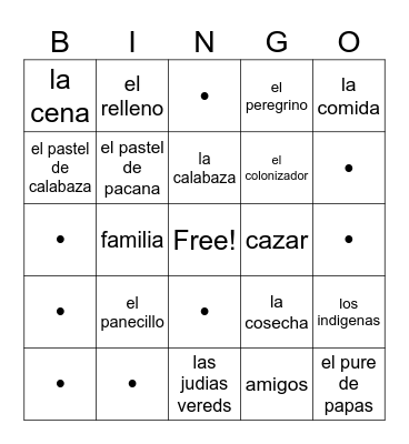 El Dia de Accion de Gracias Bingo Card