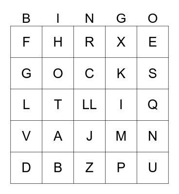 SPANISH ALPHABET Bingo Card