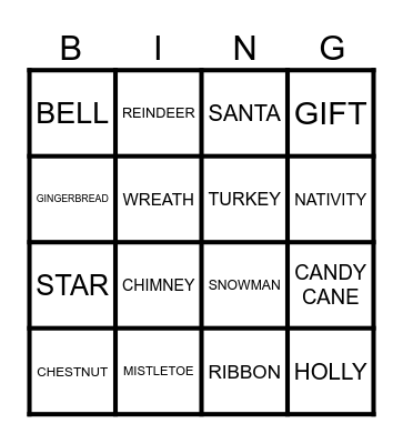 CHRISTMAS BC Bingo Card