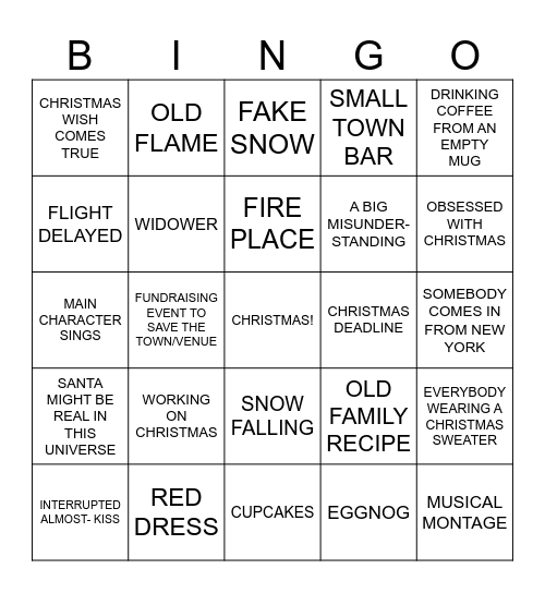 Christmas Movie Bingo Card