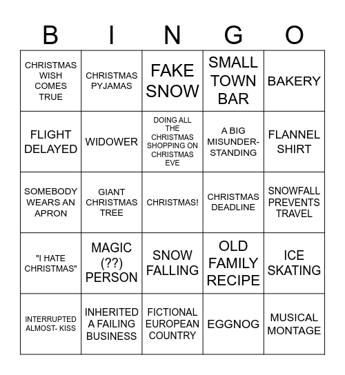 Christmas Movie Bingo Card