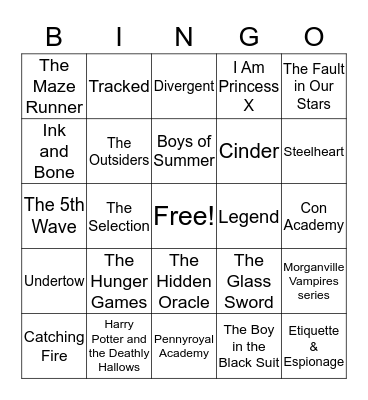 Mid-Cities Teen Book Fest Bingo Card
