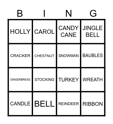 CHRISTMAS MK Bingo Card