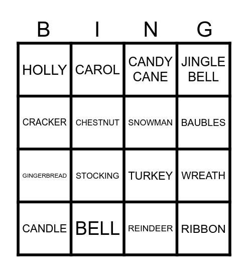 CHRISTMAS MK Bingo Card