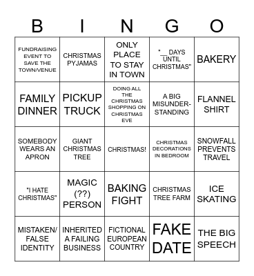 Christmas Movie Bingo Card