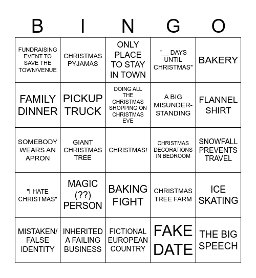 Christmas Movie Bingo Card