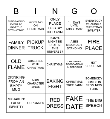 Christmas Movie Bingo Card