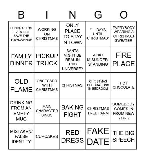 Christmas Movie Bingo Card